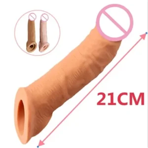 Dragon 8 Inch Cream Color Strap-On Condom – Flexible & Comfortable Extension Sleeve